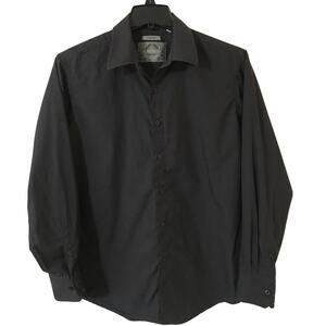 Bruno, New York, Stretch, Size Medium Black & Gray Button Up Dress Shirt